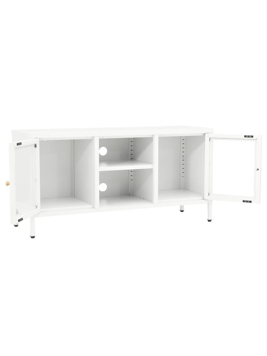 Televizoriaus spintelė, balta, 105x35x52cm, plienas ir stiklas