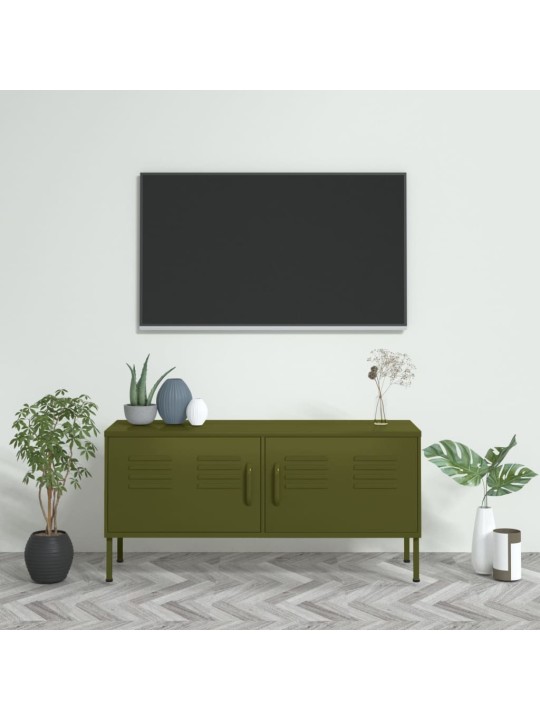 Televizoriaus spintelė, alyvuogių žalia, 105x35x50cm, plienas