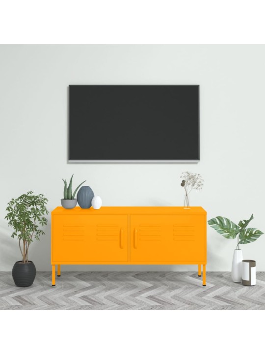 Televizoriaus spintelė, garstyčių geltona, 105x35x50cm, plienas
