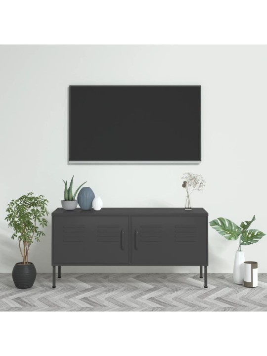 Televizoriaus spintelė, antracito spalvos, 105x35x50cm, plienas