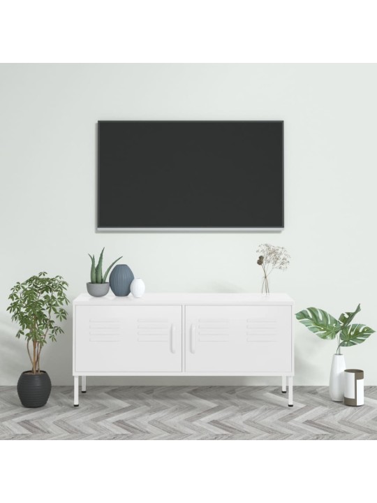 Televizoriaus spintelė, baltos spalvos, 105x35x50cm, plienas