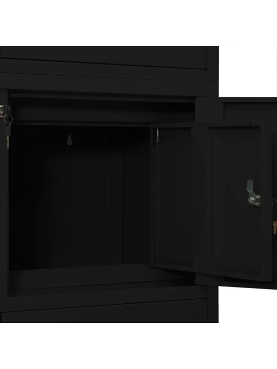 Biuro spintelė, juodos spalvos, 90x40x180cm, plienas