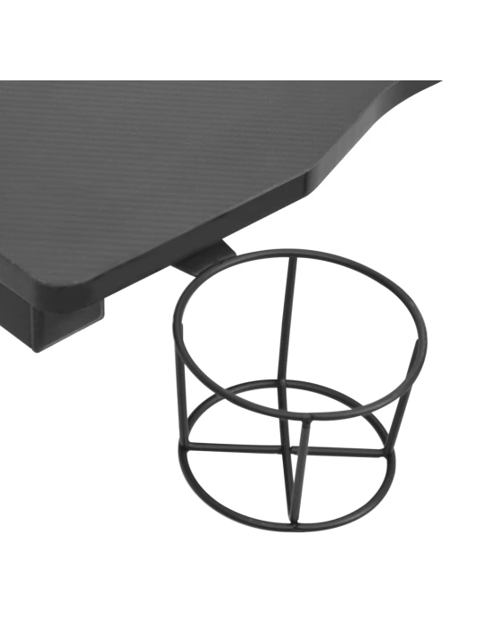 Žaidimų stalas su LED ir Y kojelėmis, juodas, 110x60x75cm