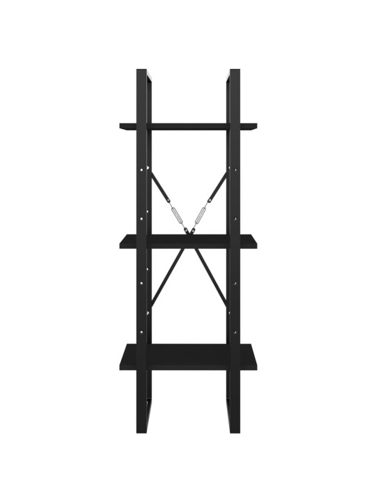 Spintelė knygoms, 3 lentynos, juodos spalvos, 40x30x105cm, MDP