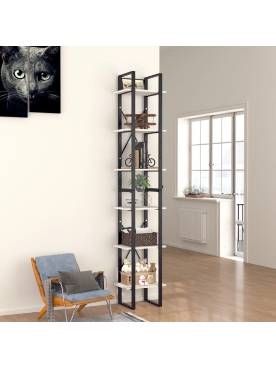 Spintelė knygoms, 6 lentynos, baltos spalvos, 40x30x210cm, MDP
