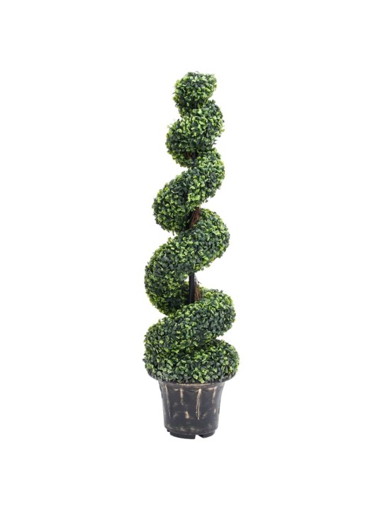 Dirbtinis buksmedis vazone, žalias, 117cm, spiralės formos