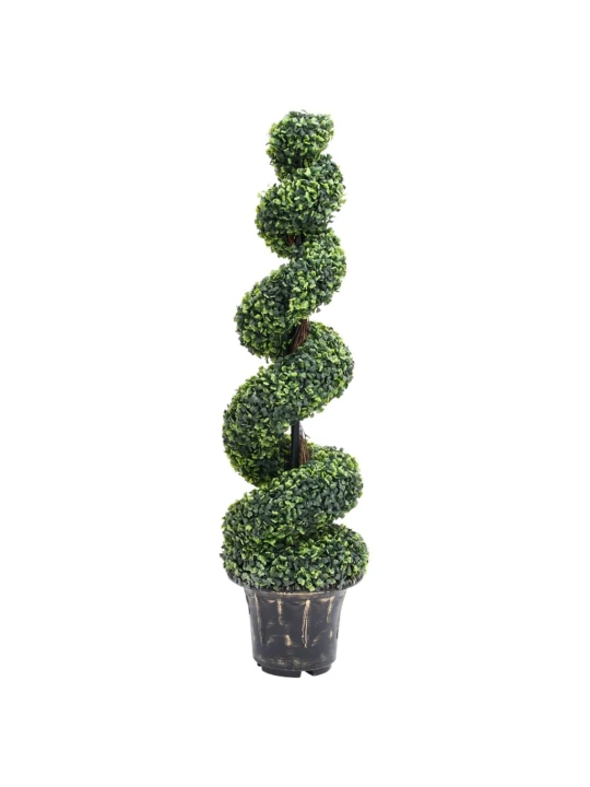 Dirbtinis buksmedis vazone, žalias, 117cm, spiralės formos