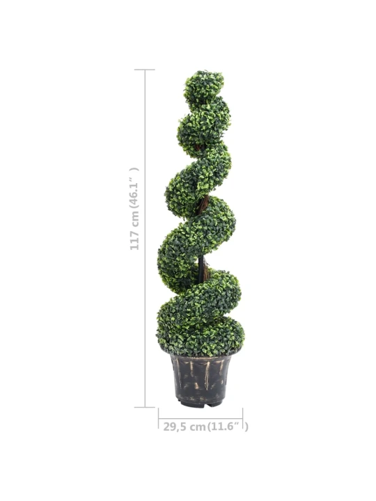 Dirbtinis buksmedis vazone, žalias, 117cm, spiralės formos