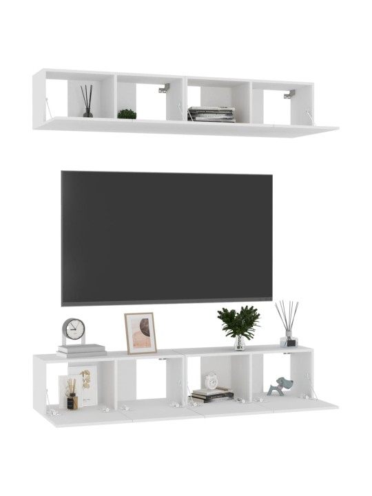 Televizoriaus spintelės, 4vnt., baltos, 80x30x30cm, MDP