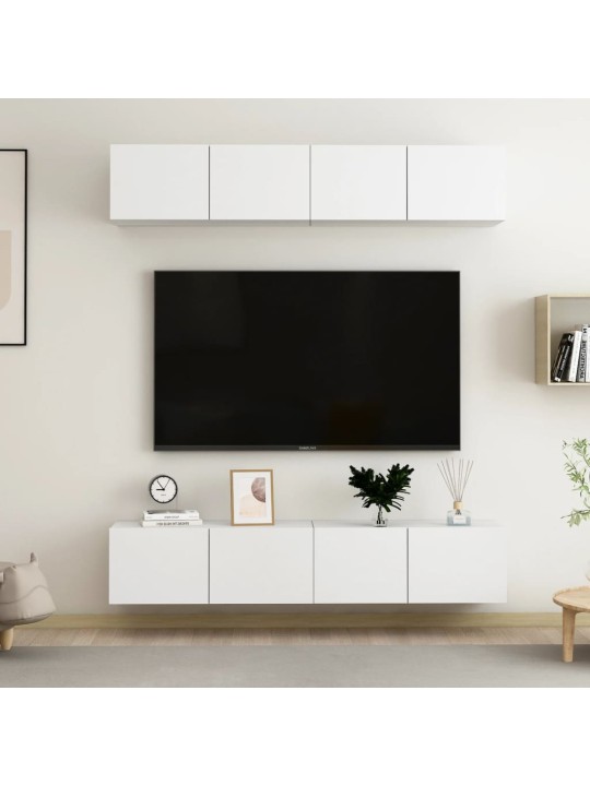 Televizoriaus spintelės, 4vnt., baltos, 80x30x30cm, MDP