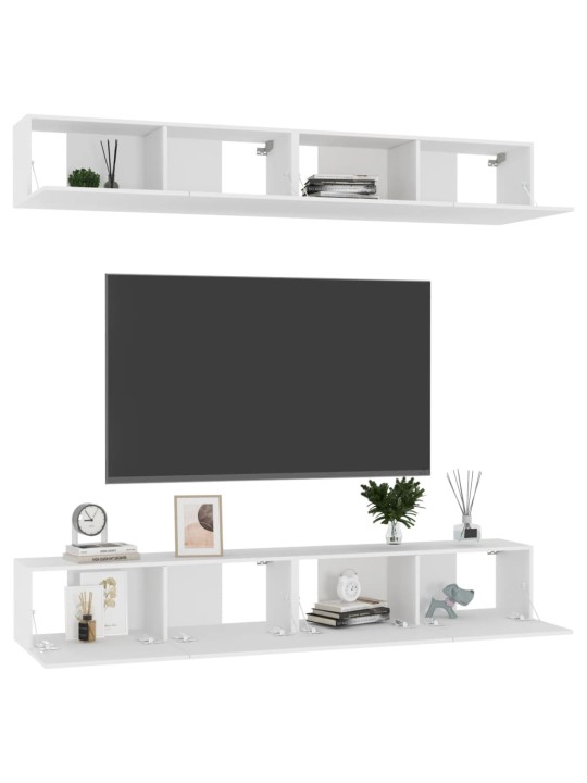 Televizoriaus spintelės, 4vnt., baltos, 100x30x30cm, MDP