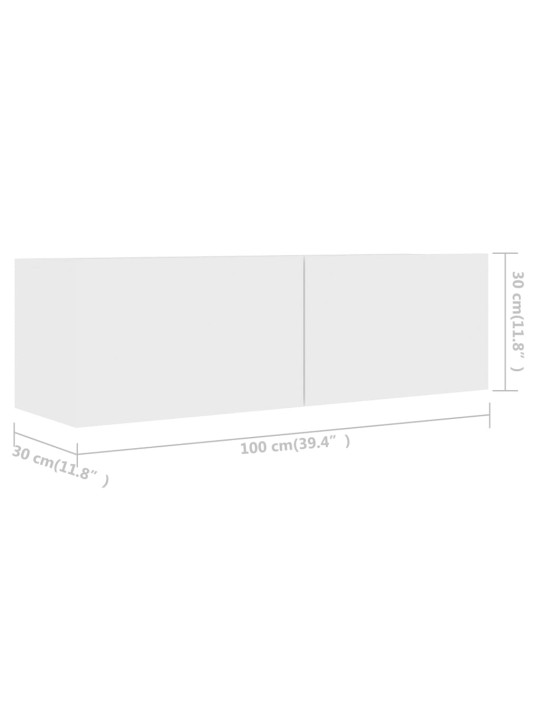 Televizoriaus spintelės, 4vnt., baltos, 100x30x30cm, MDP