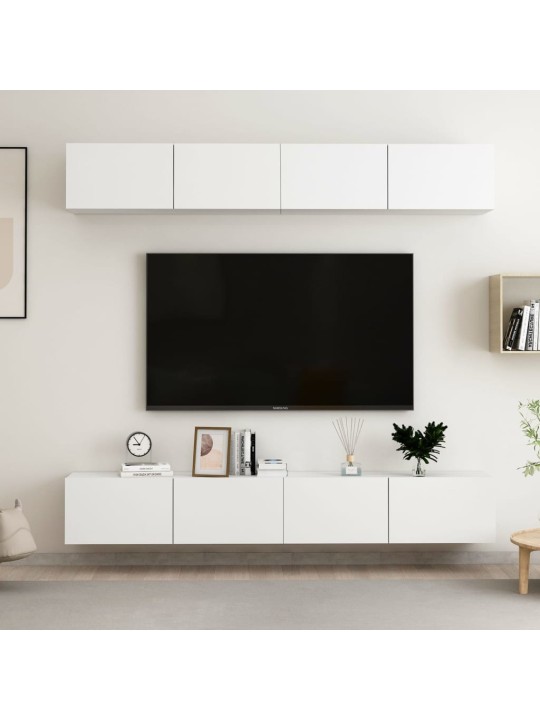 Televizoriaus spintelės, 4vnt., baltos, 100x30x30cm, MDP