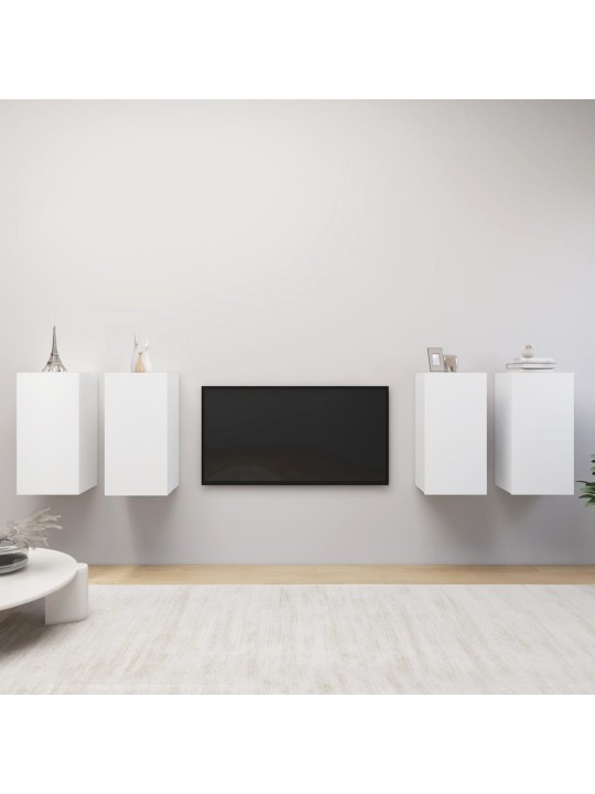 Televizoriaus spintelės, 4vnt., baltos, 30,5x30x60cm, MDP