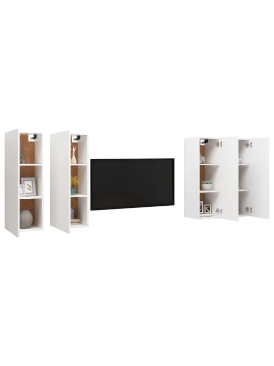Televizoriaus spintelės, 4vnt., baltos, 30,5x30x90cm, MDP