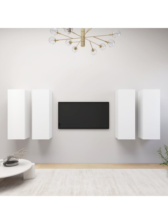 Televizoriaus spintelės, 4vnt., baltos, 30,5x30x90cm, MDP