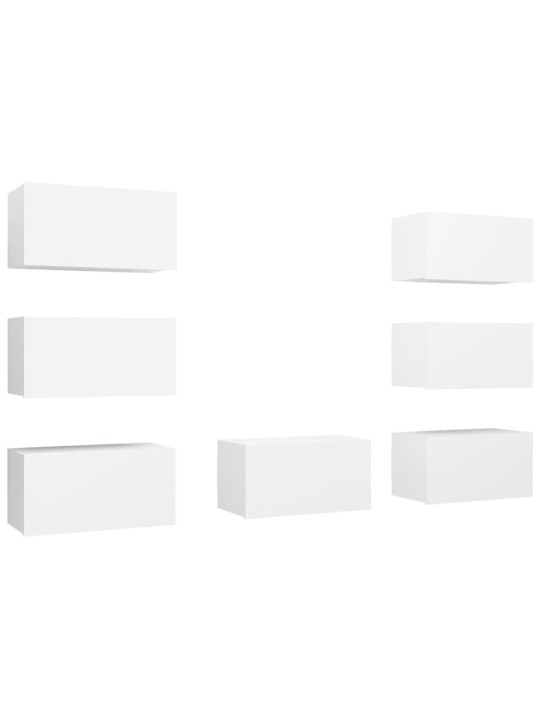 Televizoriaus spintelės, 7vnt., baltos, 30,5x30x60cm, MDP