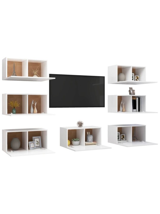 Televizoriaus spintelės, 7vnt., baltos, 30,5x30x60cm, MDP