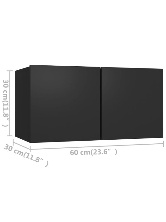 Televizoriaus spintelės, 4vnt., juodos, 60x30x30cm, MDP
