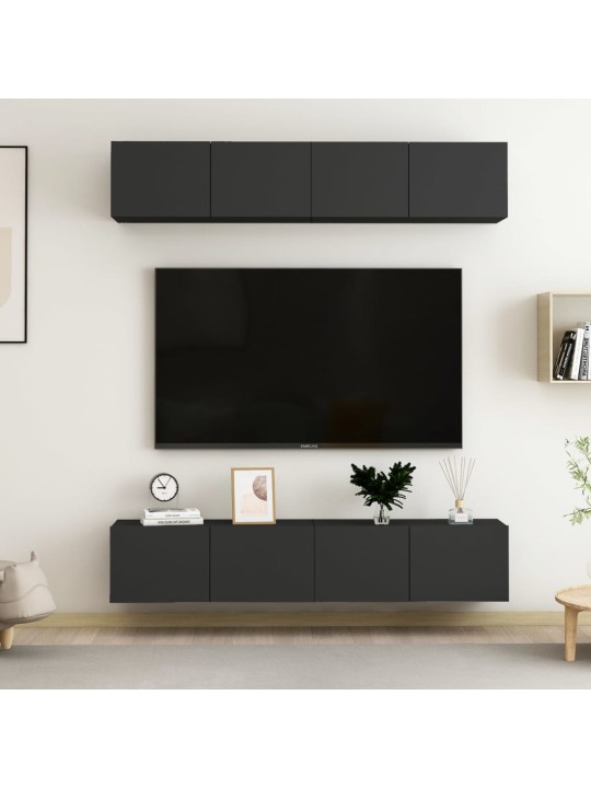 Televizoriaus spintelės, 4vnt., juodos, 80x30x30cm, MDP