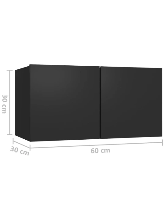 Televizoriaus spintelių komplektas, 3 dalių, juodas, MDP