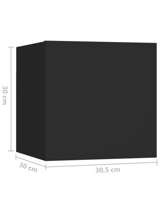 Televizoriaus spintelių komplektas, 6 dalių, juodas, MDP