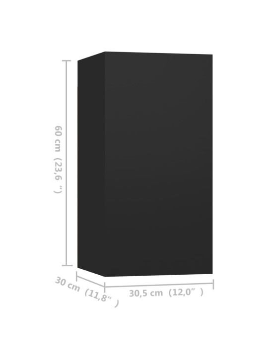 Televizoriaus spintelės, 4vnt., juodos, 30,5x30x60cm, MDP