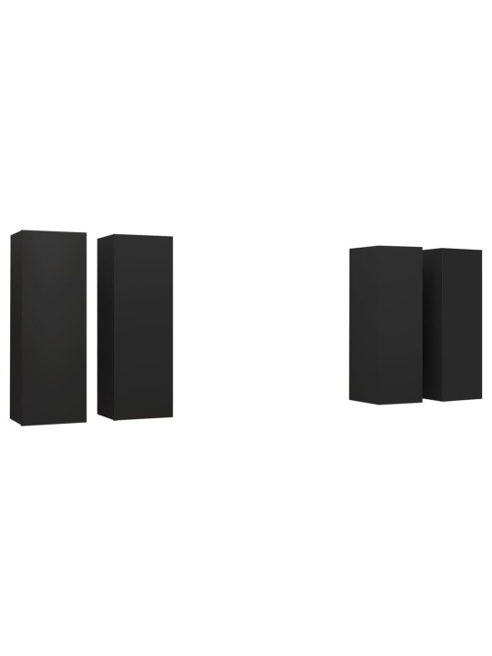 Televizoriaus spintelės, 4vnt., juodos, 30,5x30x90cm, MDP