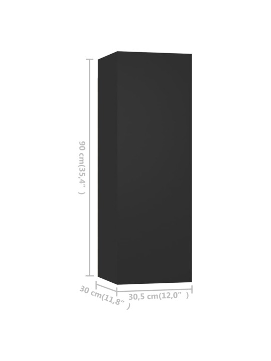 Televizoriaus spintelės, 4vnt., juodos, 30,5x30x90cm, MDP