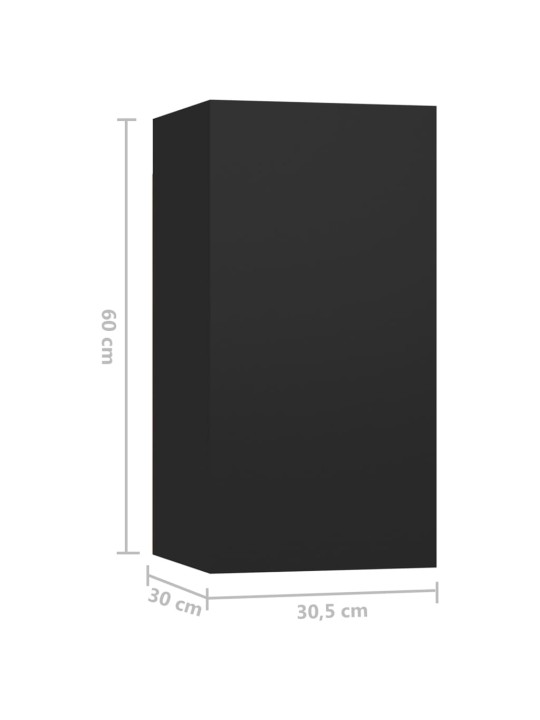 Televizoriaus spintelės, 7vnt., juodos, 30,5x30x60cm, MDP