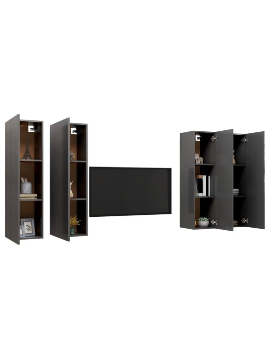 Televizoriaus spintelės, 4vnt., pilkos, 30,5x30x110cm, MDP