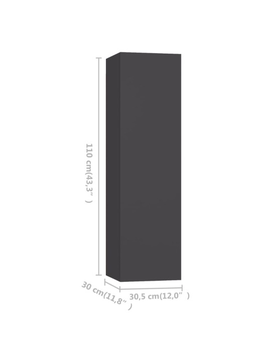 Televizoriaus spintelės, 4vnt., pilkos, 30,5x30x110cm, MDP