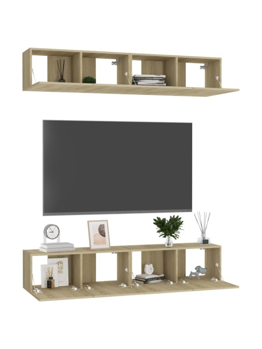 Televizoriaus spintelės, 4vnt., ąžuolo, 80x30x30cm, MDP