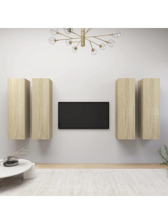 Televizoriaus spintelės, 4vnt., ąžuolo, 30,5x30x110cm, MDP