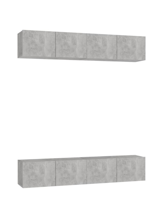 Televizoriaus spintelės, 4vnt., betono pilkos, 80x30x30cm, MDP