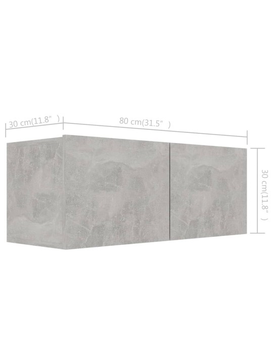 Televizoriaus spintelės, 4vnt., betono pilkos, 80x30x30cm, MDP