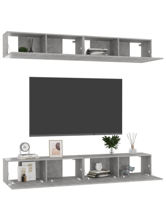 Televizoriaus spintelės, 4vnt., pilkos, 100x30x30cm, MDP