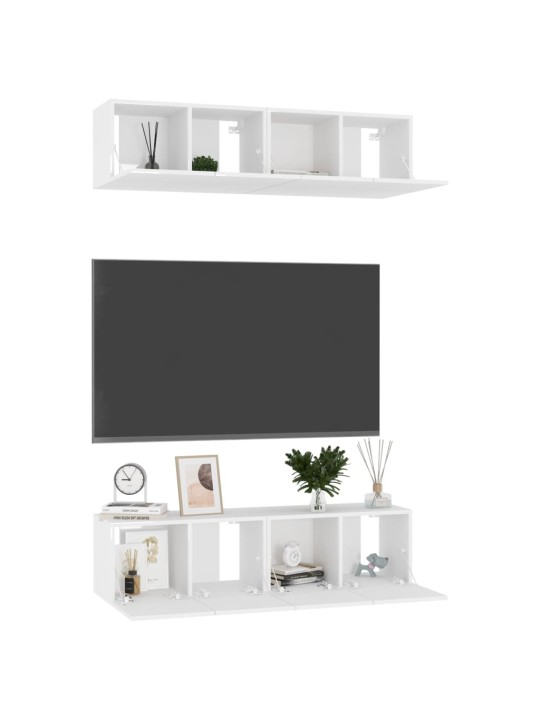 Televizoriaus spintelės, 4vnt., baltos, 60x30x30cm, MDP