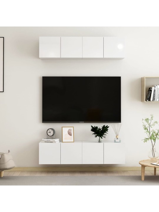 Televizoriaus spintelės, 4vnt., baltos, 60x30x30cm, MDP