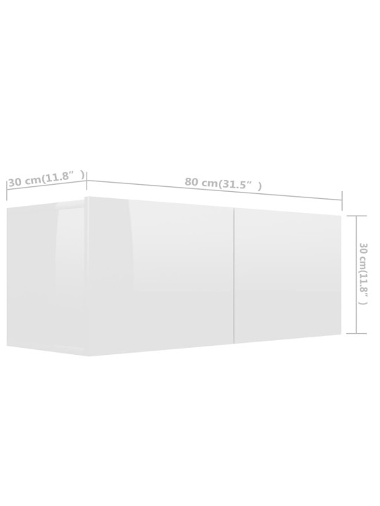 Televizoriaus spintelės, 4vnt., baltos, 80x30x30cm, MDP