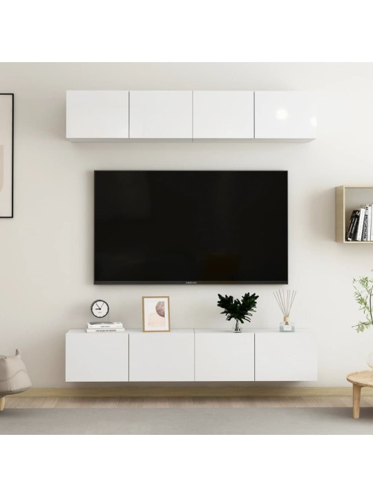 Televizoriaus spintelės, 4vnt., baltos, 80x30x30cm, MDP