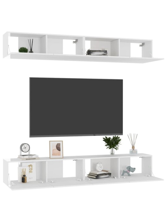 Televizoriaus spintelės, 4vnt., baltos, 100x30x30cm, MDP