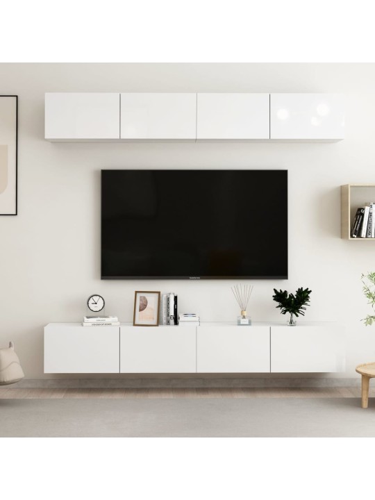 Televizoriaus spintelės, 4vnt., baltos, 100x30x30cm, MDP