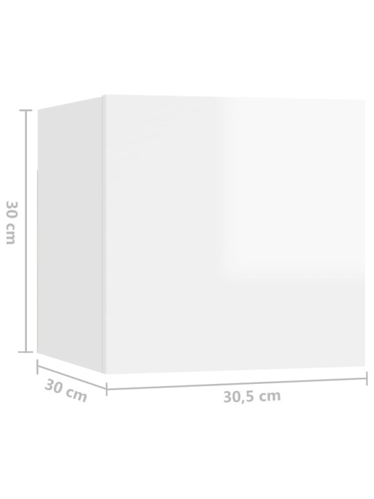 Televizoriaus spintelių komplektas, 7 dalių, baltas, MDP