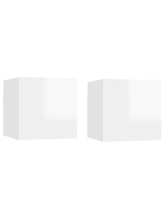 Naktinės spintelės, 2vnt., baltos, 30,5x30x30cm, MDP, blizgios