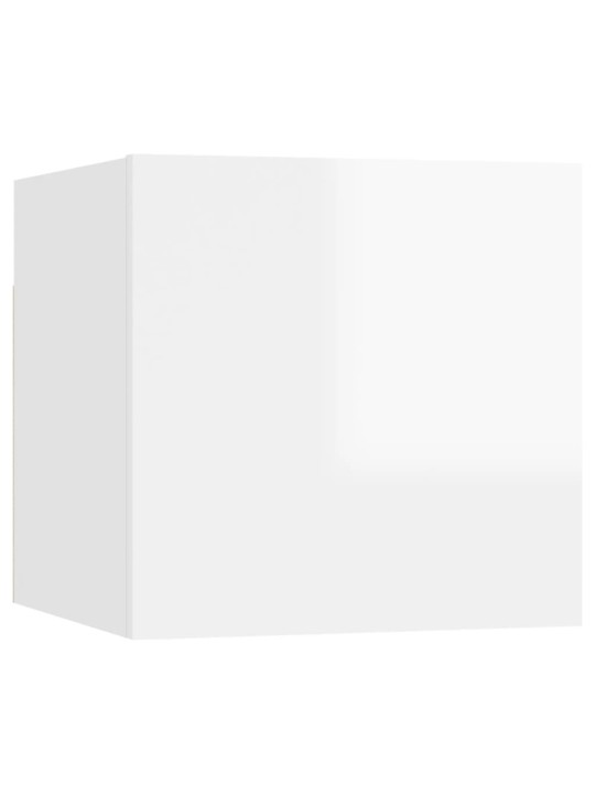Naktinės spintelės, 2vnt., baltos, 30,5x30x30cm, MDP, blizgios