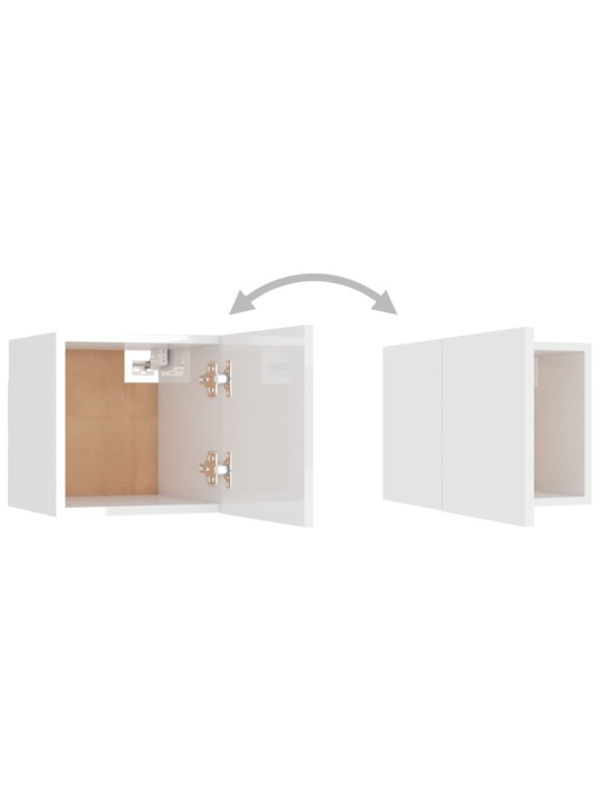 Naktinės spintelės, 2vnt., baltos, 30,5x30x30cm, MDP, blizgios