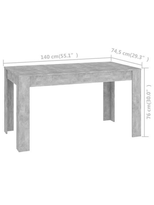 Valgomojo stalas, betono pilkos spalvos, 140x74,5x76cm, MDP