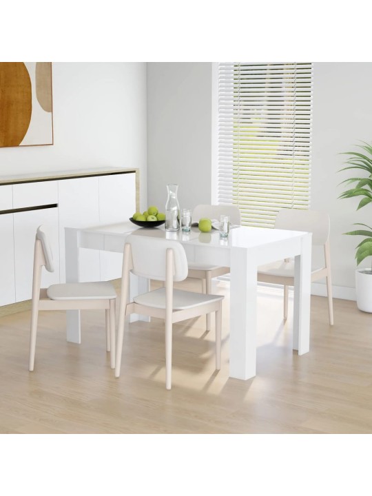 Valgomojo stalas, baltas, 140x74,5x76cm, MDP, ypač blizgus