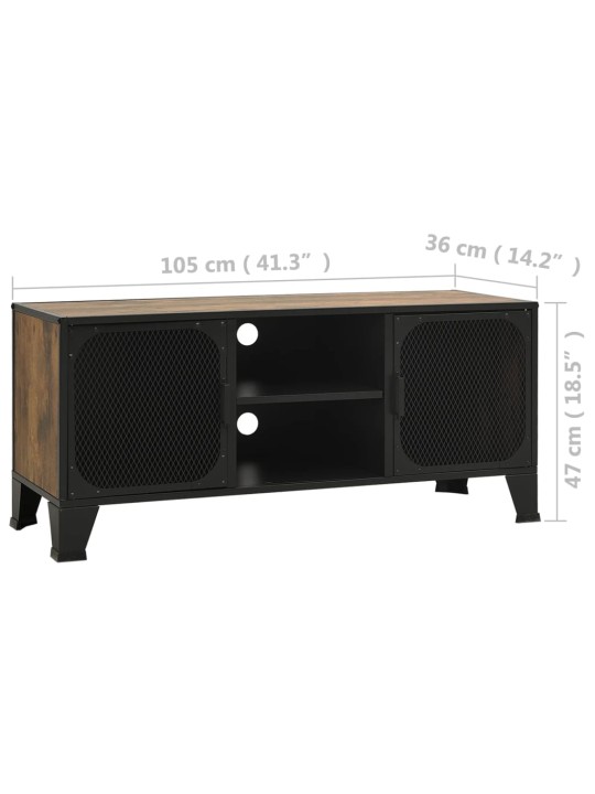 Televizoriaus spintelė, kaimiška ruda, 105x36x47cm, metalas/MDF
